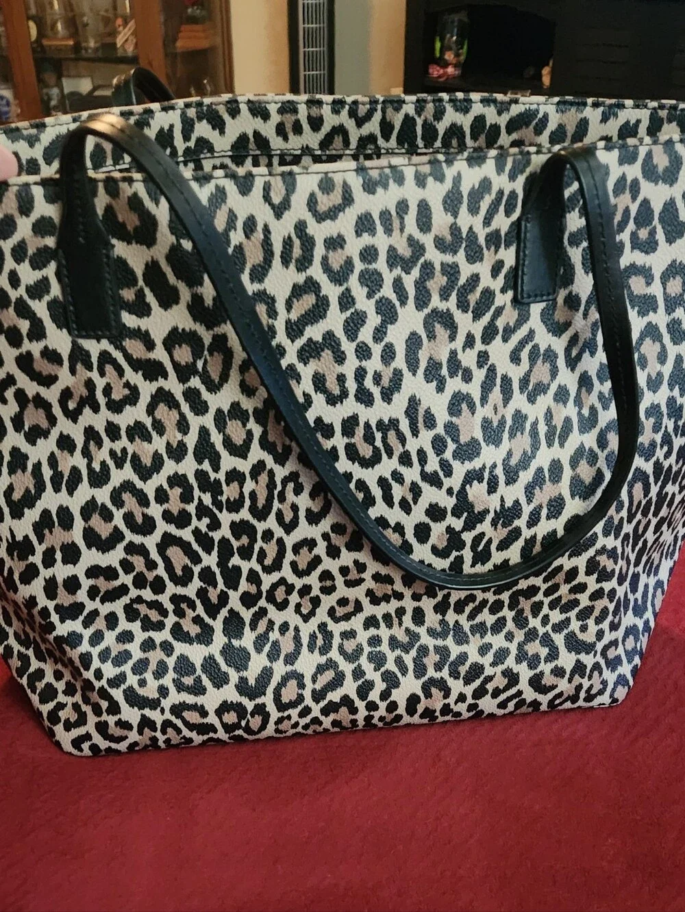 kate spade Leopard-Print Canvas Tote with Black Handles - Picture 3 of 6
